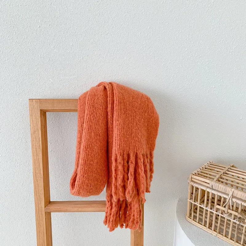 

Winter scarf women's scarf niche all-match warm dual-use tassel shawl Black