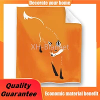 orange fox throw blanket super soft fluffy premium sherpa fleece blanket 50 x 60 fit for sofa chair bed office travelling