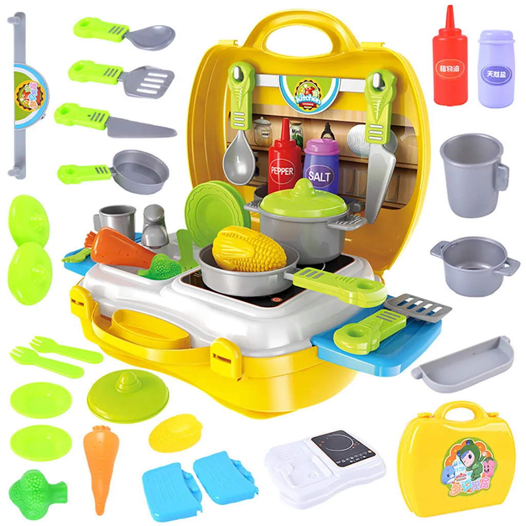 

Toy Pretend Effect Kids Kitchen Play Role Light Set Sound Cooking with Education