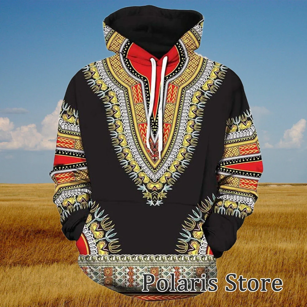 

African Hoodie For Men Dashiki Sweater Women Traditional Ethnic Pullover Sweatshirt