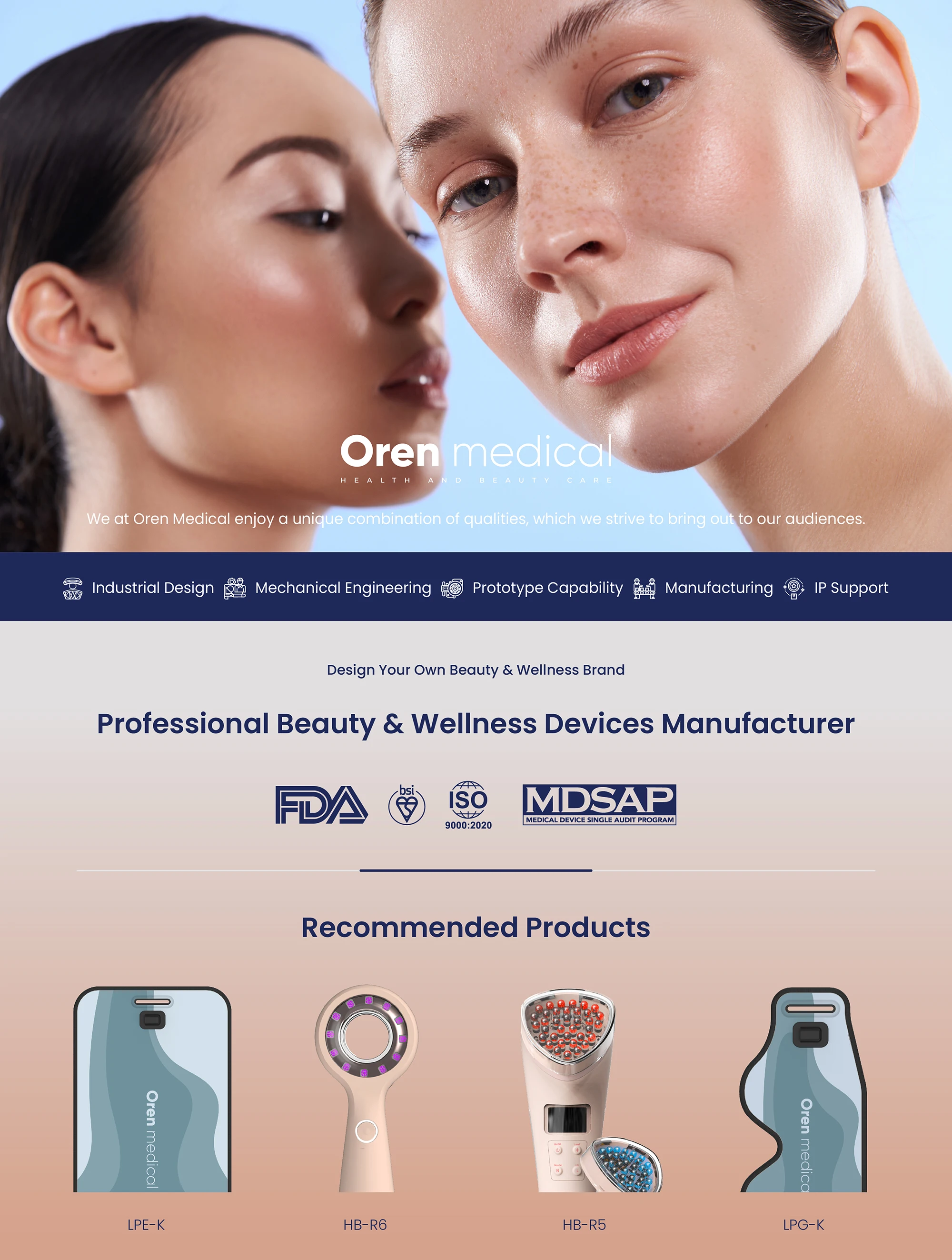 Массажер для лица Oren Medical Mini Diamond LED
