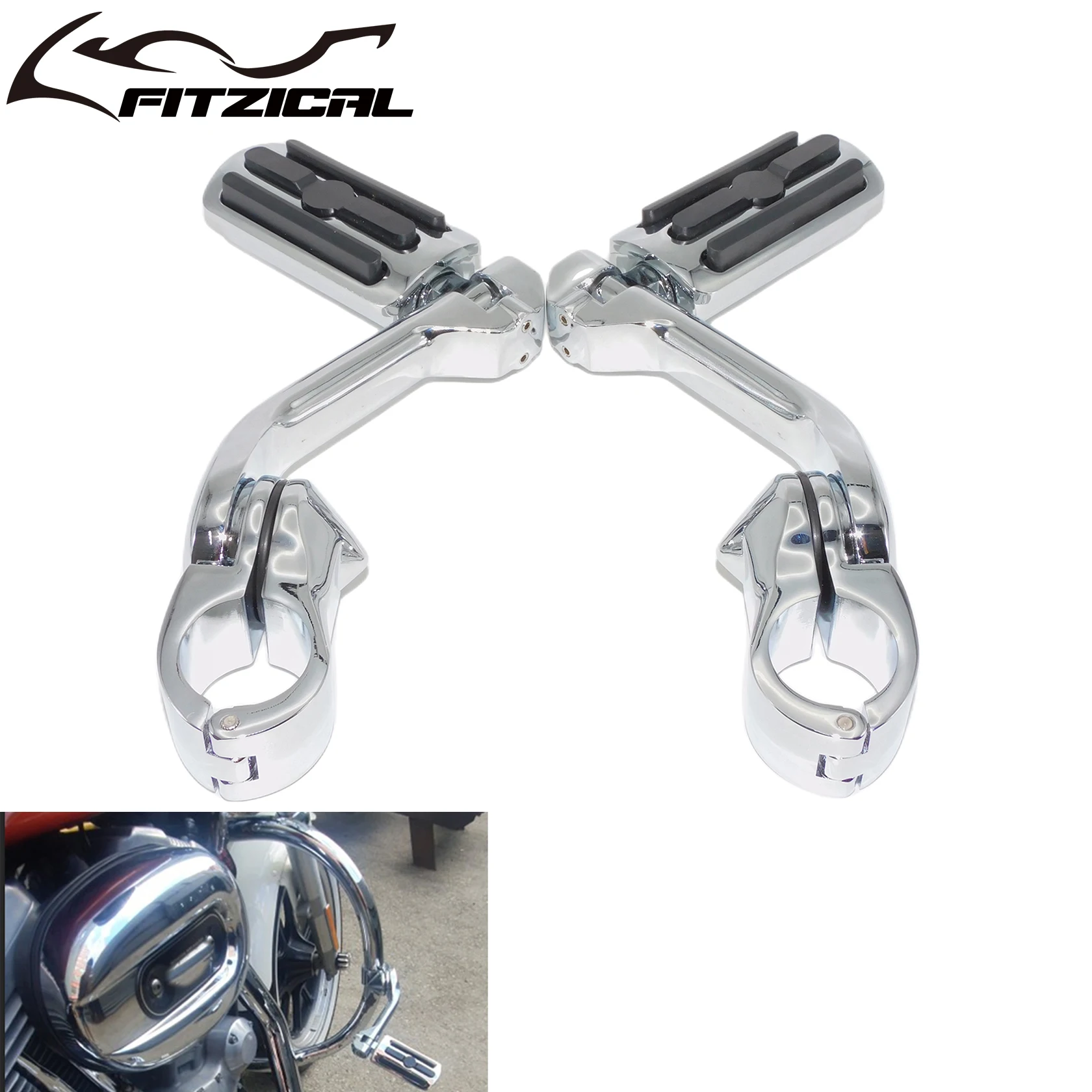 

Motorcycle 32mm 25mm 1-1/4" Footpegs Highway Footrests Long Clamp Footrest For Harley Dyna Low Rider Fat Boy Softail Touring FLH