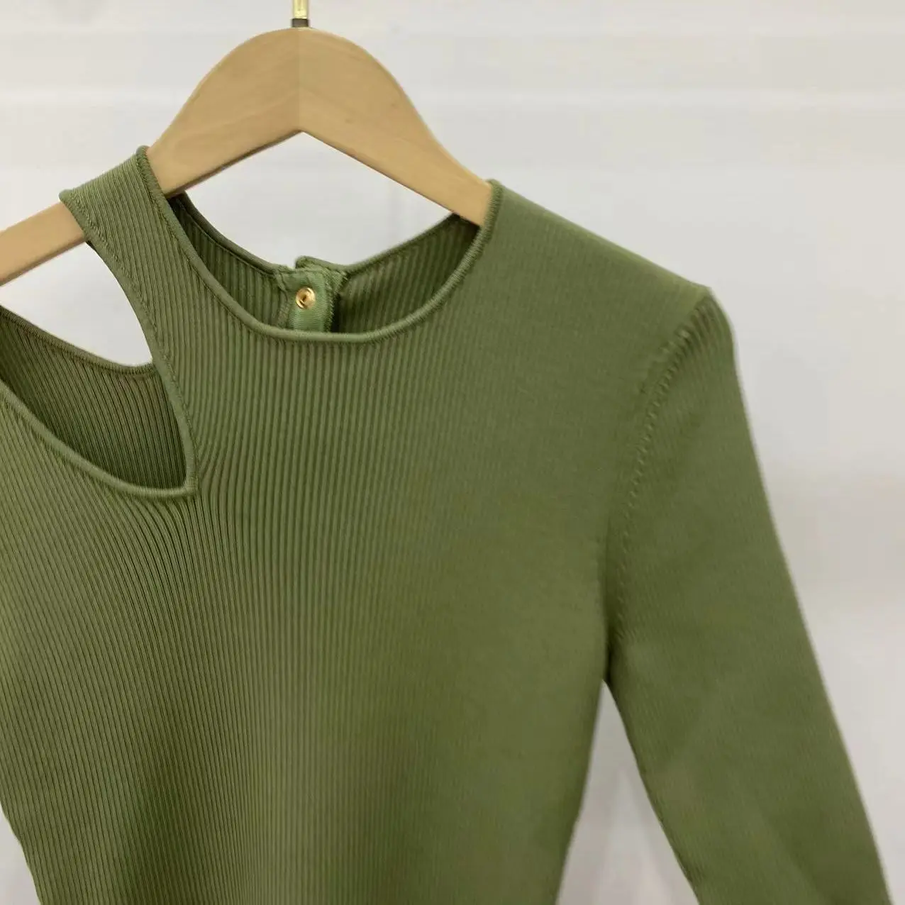 

Women's Mini Dress Back Buttons Slim Knitted Off Shoulder Casual Robe