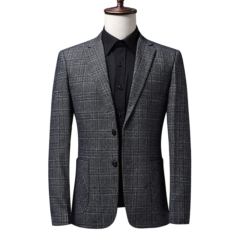 

High Quality Blazer Men's Plaid British Style Elegant Fashion High-end Simple Business Casual Party Work Gentleman Formal Jacket