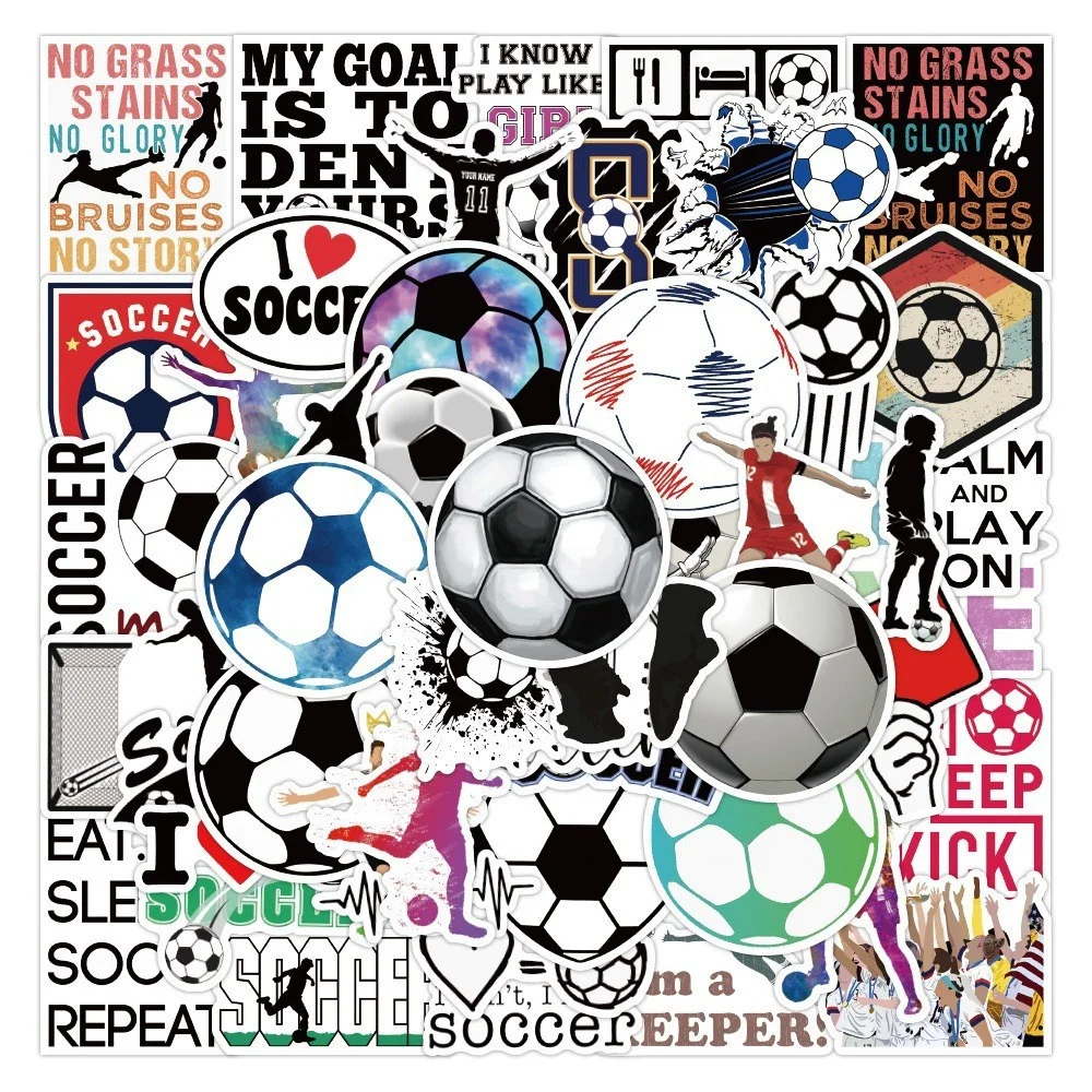 

10/30/50PCS New INS Football Sports Stickers Cartoon Creative Animation Kids Desk Luggage Chair Decoration Waterproof Wholesale