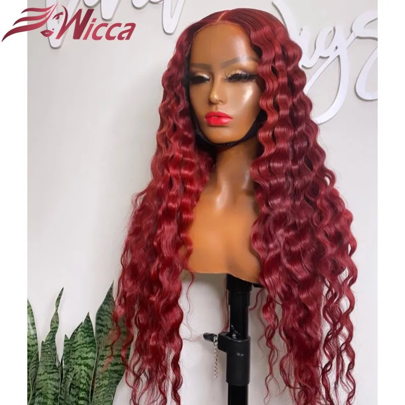 Бордовые вьющиеся парики 13x 4 из человеческих волос на сетке спереди для женщин