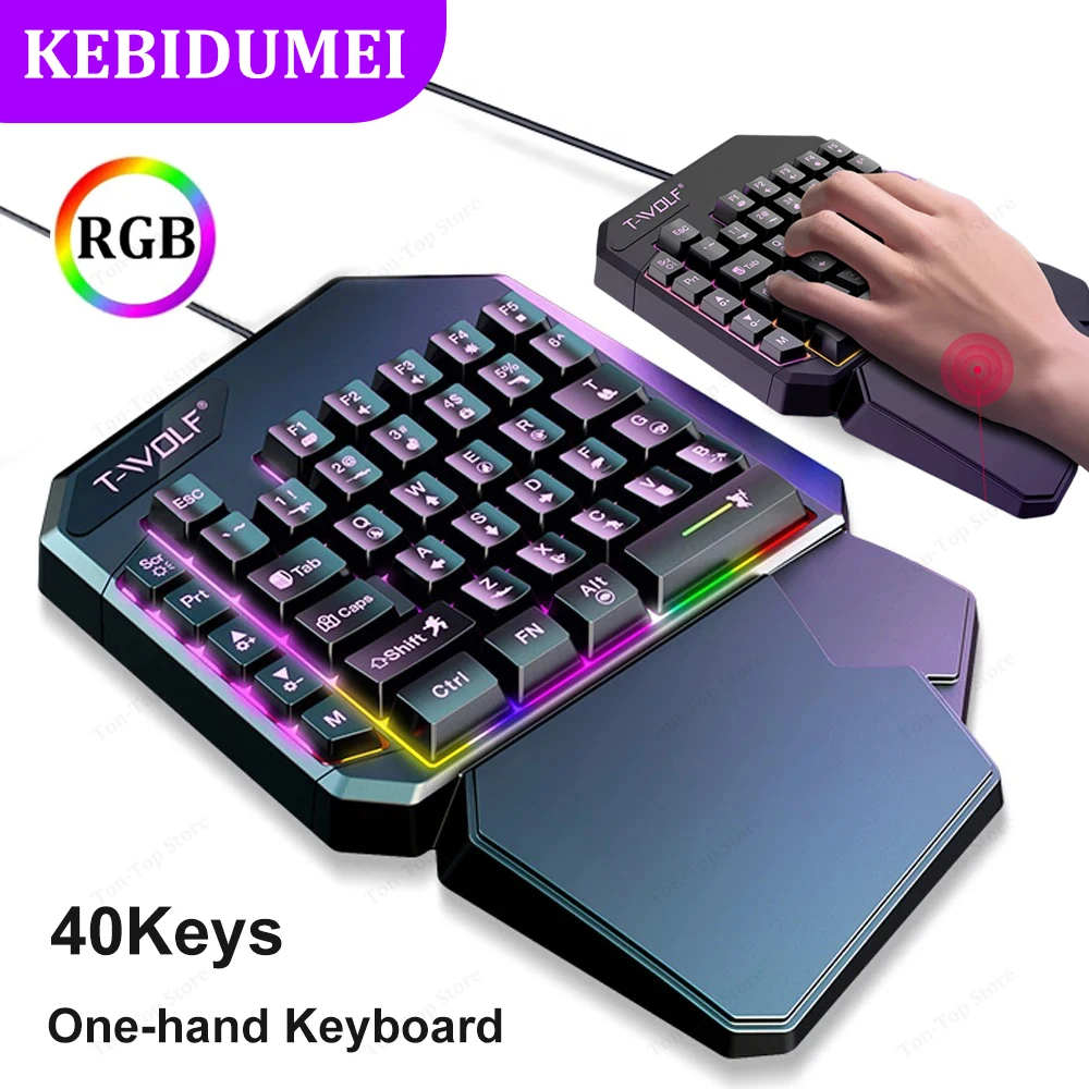 Мини-игровая клавиатура RGB с подсветкой, 40 клавиш, цвет в ...