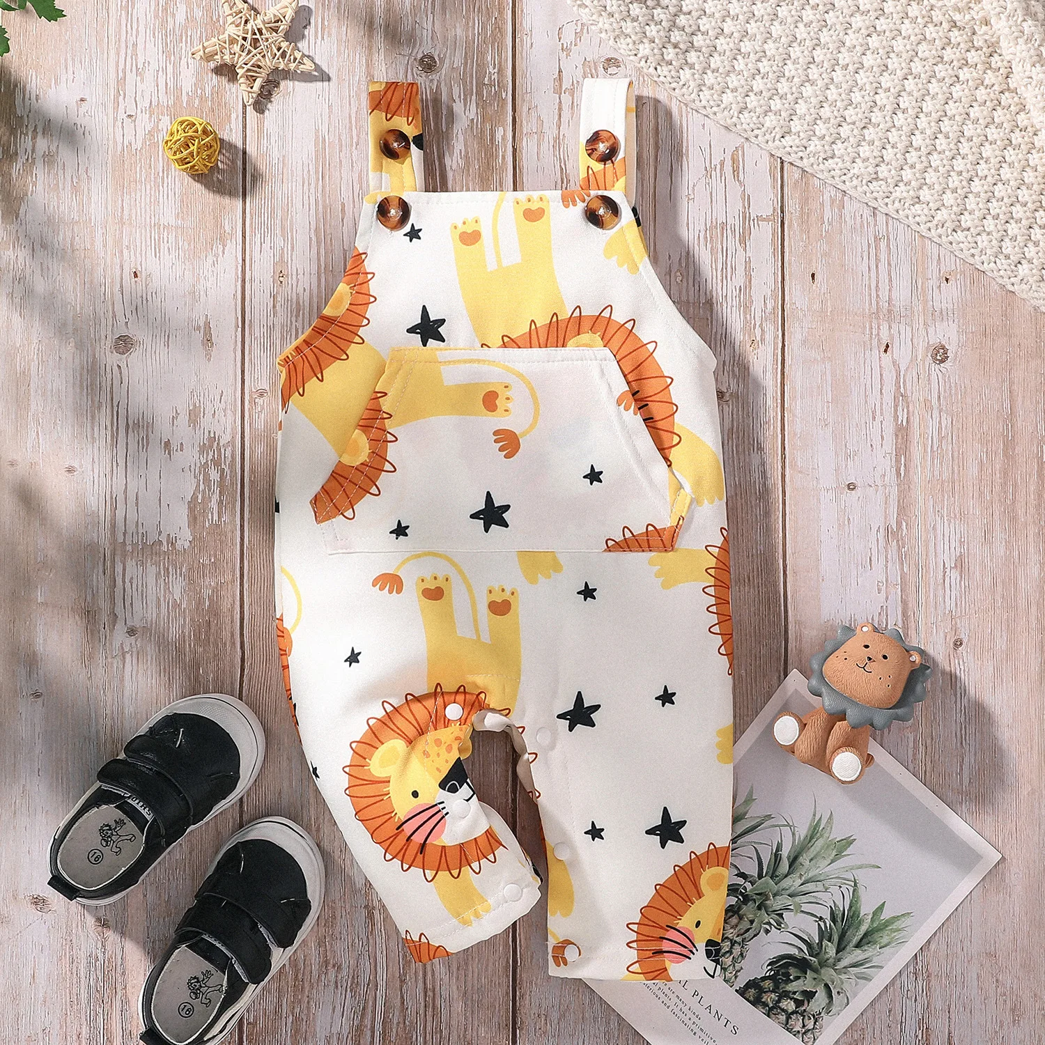 

Baby Boy All Lion Print Overalls Suspenders Summer Kids Jumpsuits INS free shipping items clothes for boys