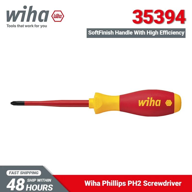 

Отвертка Wiha 35394 Phillips 100 мм, Длина видимого лезвия, изолированные инструменты VDE, отвертка SlimFix PH2 с мягкой отделкой