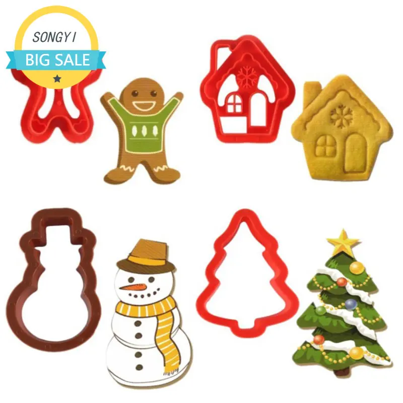 

Christmas Cookie Cutters Set Gingerbread Man Snowman House Christmas Tree Hollow Biscuit Cutters Pastry Cutters for Xmas Party