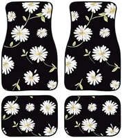 white with leaf daisy print european and american waterproof rubber car mats 4pcs universal mats