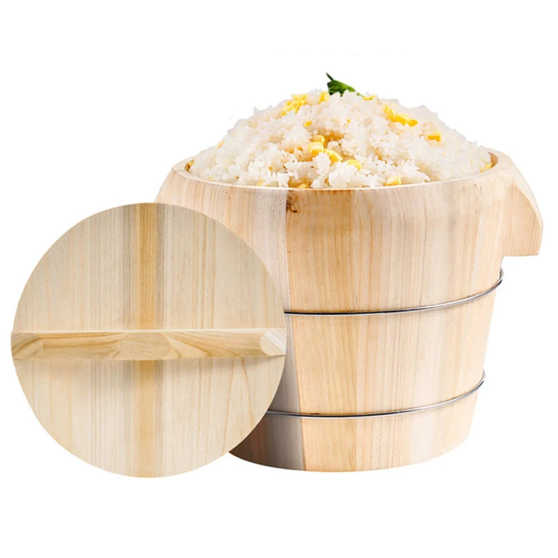 

21/24/27cm Bamboo Steamer Steamed Rice Wooden Barrel Rice Steamer Dim Sum Dishes Fish Vegetables Food Steamer Kitchen Steamer