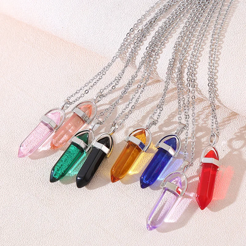 

20pc Colorful Glass Charms Hexagon Prism Pillar Pendants Jewelry Making Necklace Earrings Gifts