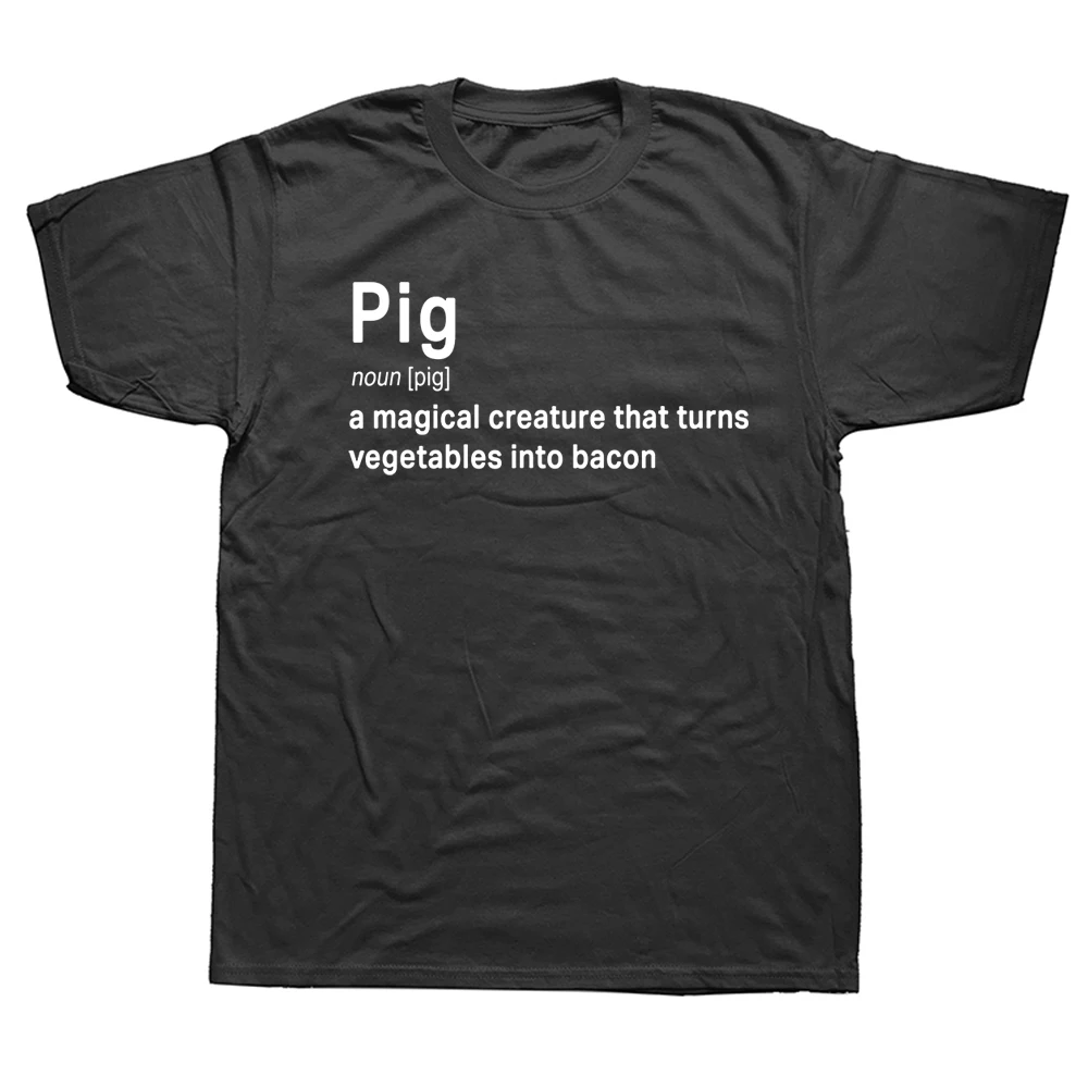 Pig and Bacon Definition Funny Gift BBQ T Shirt PIG Mens Tshirts Design Cotton Family Short Sleeve Farmer Farming Tops Tees