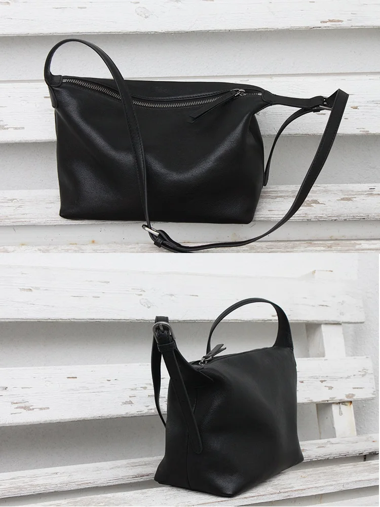 Мягкая кожаная сумка через плечо в стиле ретро женская на из овчины