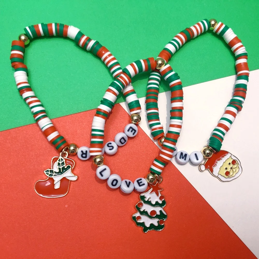 

Handmade Customized Letter Bracelet Bracelet Christmas Bracelet Bohemian Elastic Beads Women's Bracelet Jewelry Gift