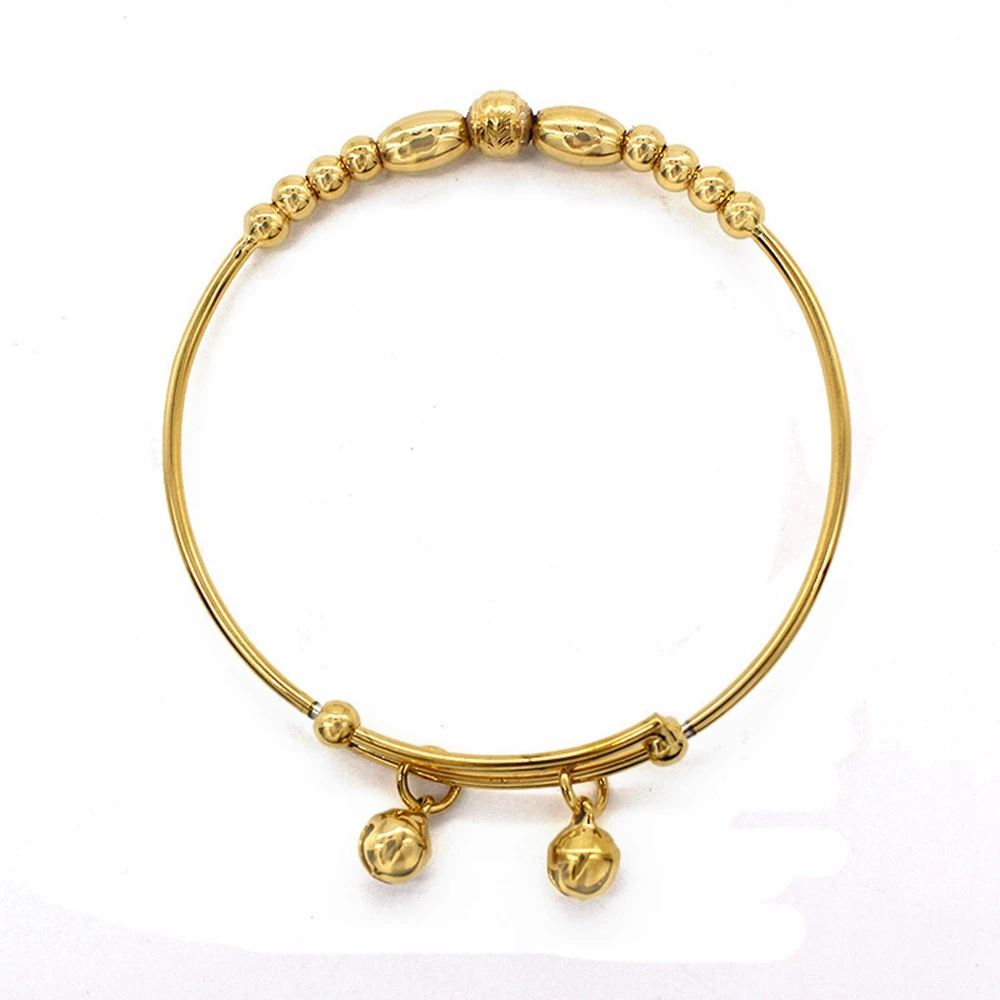 

Children Bangle Bracelet Adjust with Beads Design 18k Gold Color Fashion Kids Baby Bangle Jewelry Gift
