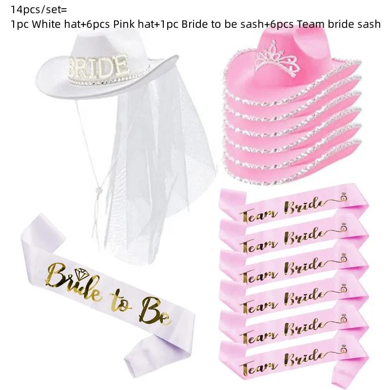 

Розовая/белая джинсовая шляпа с атласным поясом