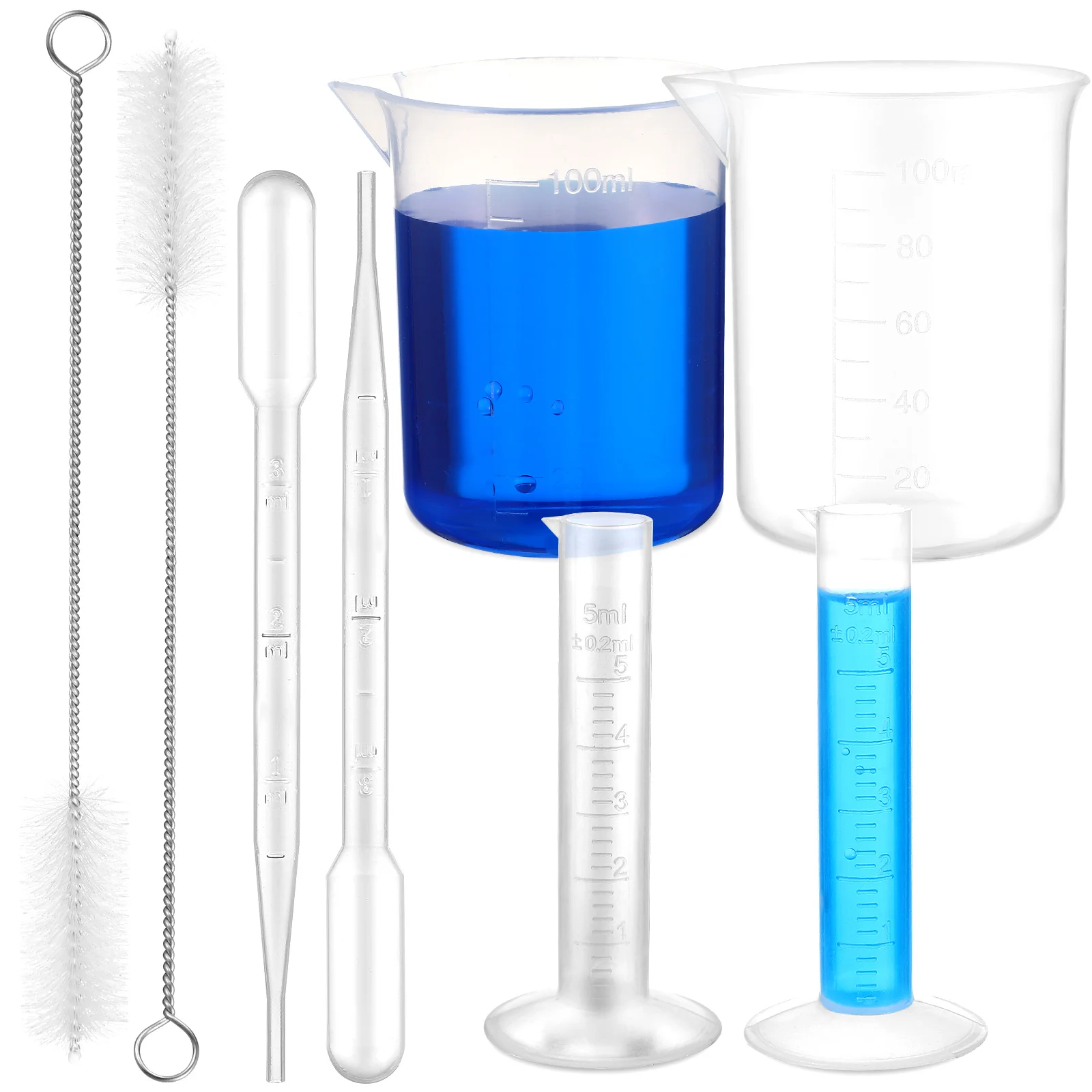 

Beaker Test Glass Measuring Cups Squeeze Transfer Pipettes Tube Brushes Clear Graduated Cylinders Plastic Child Text Tubes