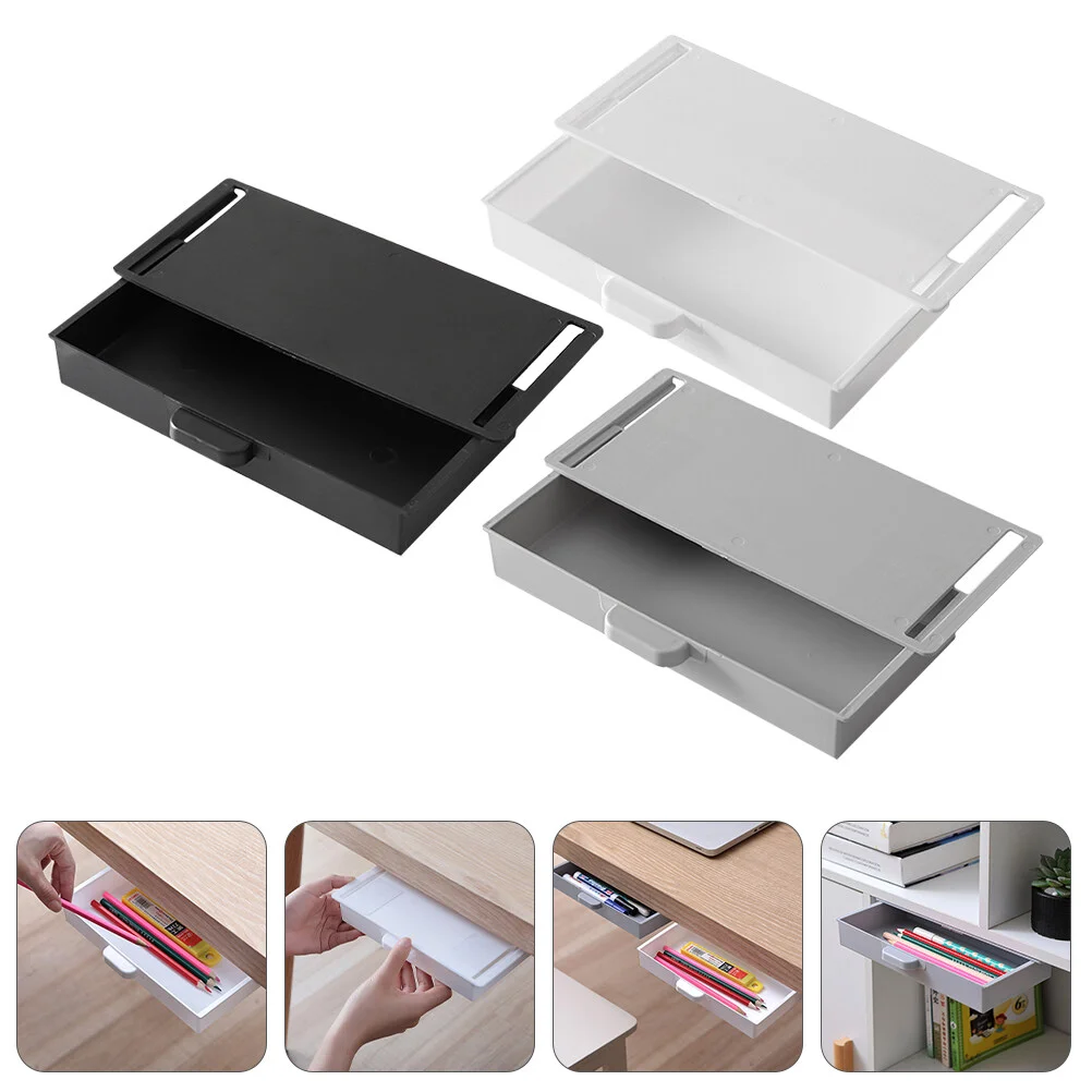 

3 Pcs Drawer Box Case Stationary Container Shelf Stand Sundries Organizer Storage Under Table Office Supplies Penholder
