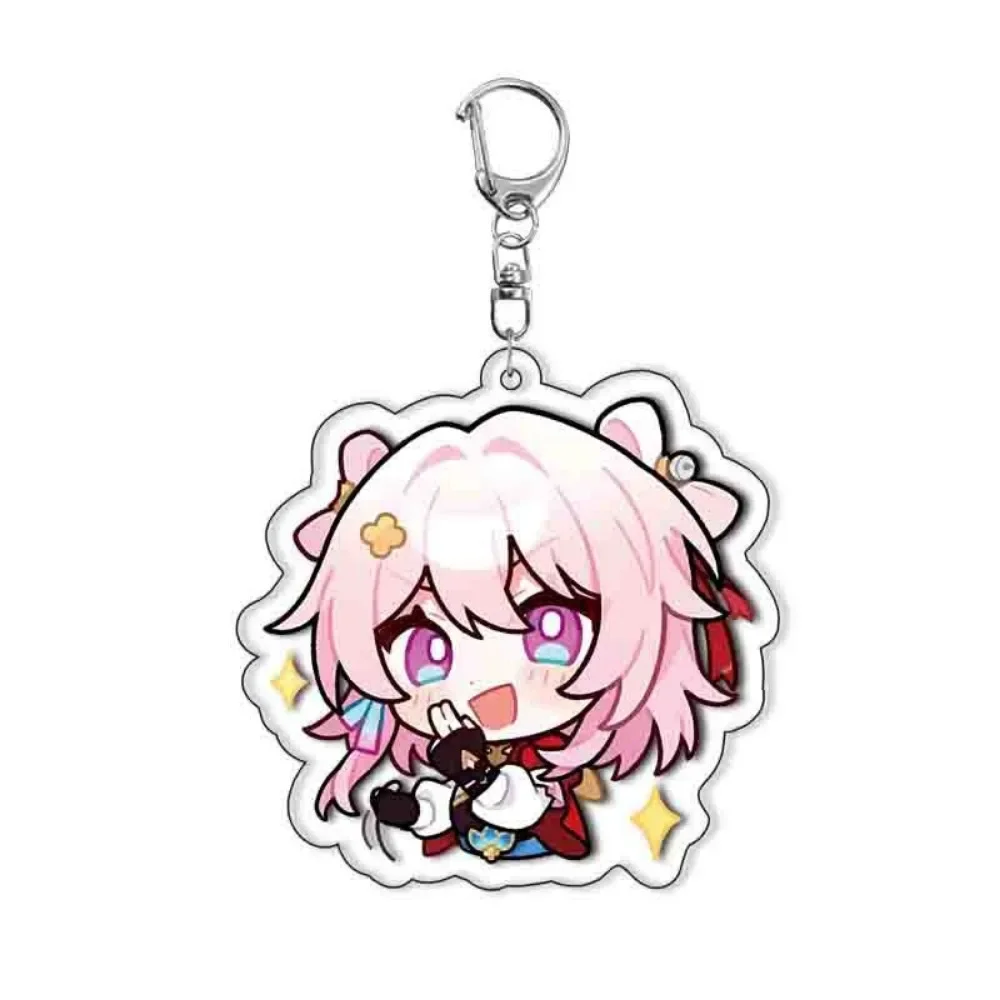 Фото Honkai: Star Rail New Keychain Cute Cartoon Anime Ruanmei Boothill Jiao Qiu Firefly Expression Pendant Keyring Backpack Badge №4