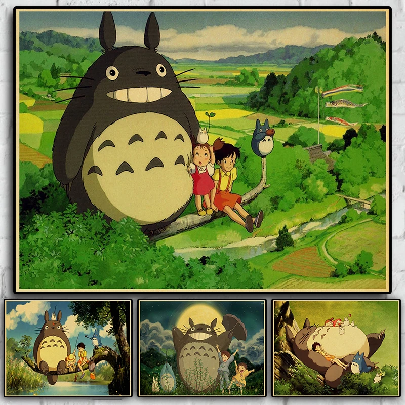 

Japanese classic anime My Neighbor Totoro poster kraft paper retro poster home interior art wall stickers