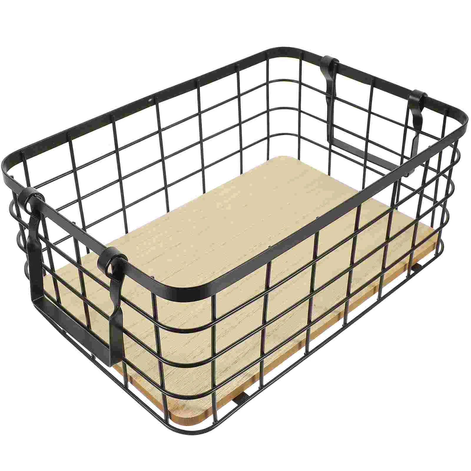 

Baskets Basket Bathroom Wire Organizer Decorative Fruit Metal Kitchen Pantry Bread Snack Black Vegetable Organizing Freezer Bin