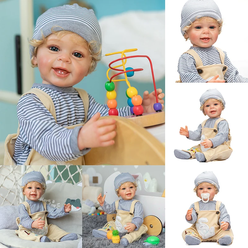 

NPK 55CM Full Body Soft Silicone Vinyl Real Touch Reborn Toddler Boy Baby Doll Yannik Ideal Gifts For Children Bath Toy