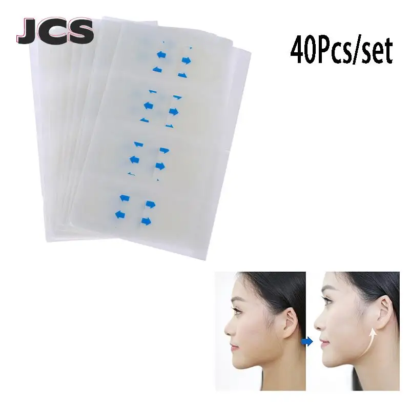 

40 шт., невидимые наклейки для лица, с V-образным вырезом