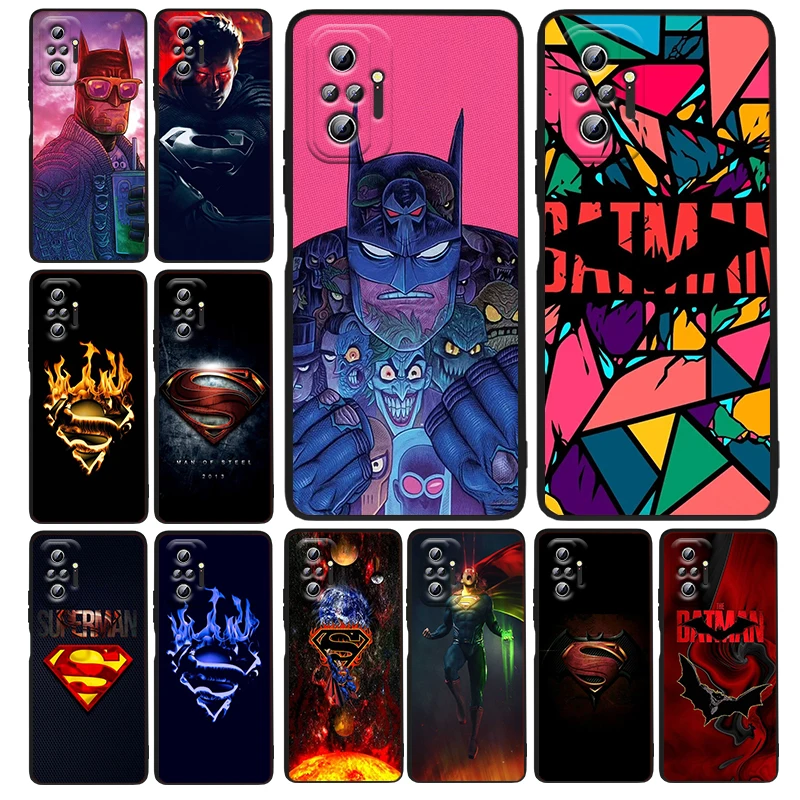

Superhero Superman Batman Phone Case For Xiaomi Redmi Note 12 11E 11S 11 11T 10 10S 9 9T 9S 8T 8 Pro Plus 5G Black Funda