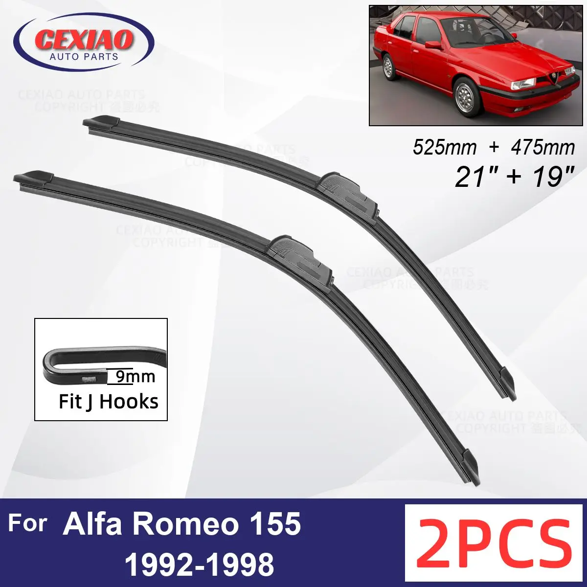 

Car Wiper For Alfa Romeo 155 1992-1998 Front Wiper Blades Soft Rubber Windscreen Wipers Auto Windshield 21" 19" 525mm + 475mm