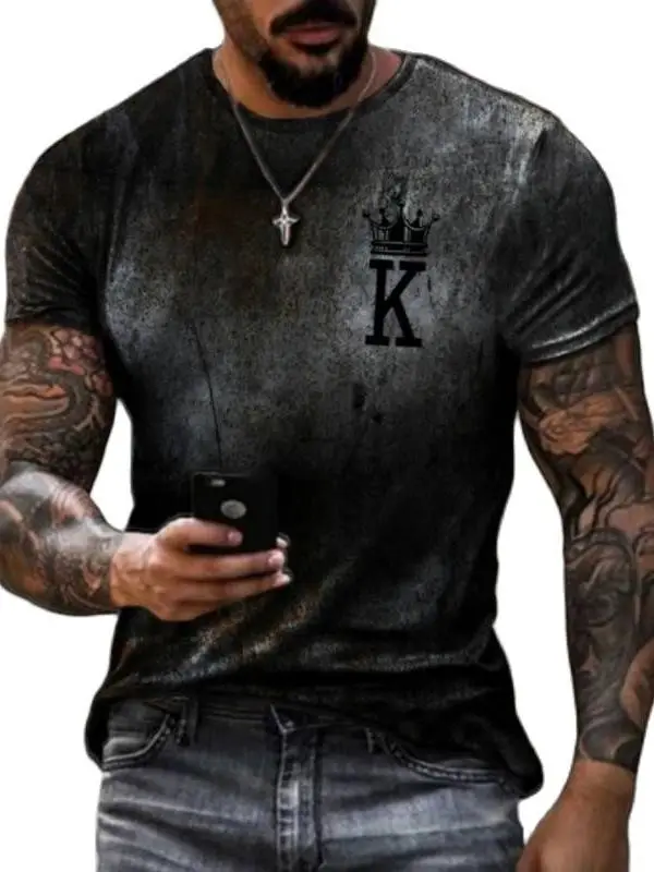 

Summer Poker K 3D Print Men's T-shirt European And American Street Fashion Clothes Loose Large Size Quick-Drying T-Shirt XXS-6XL