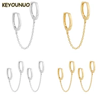 keyounuo double hoop earrings for women gold silver filled tassel chain piercing huggie golden earrings jewelry wholesale