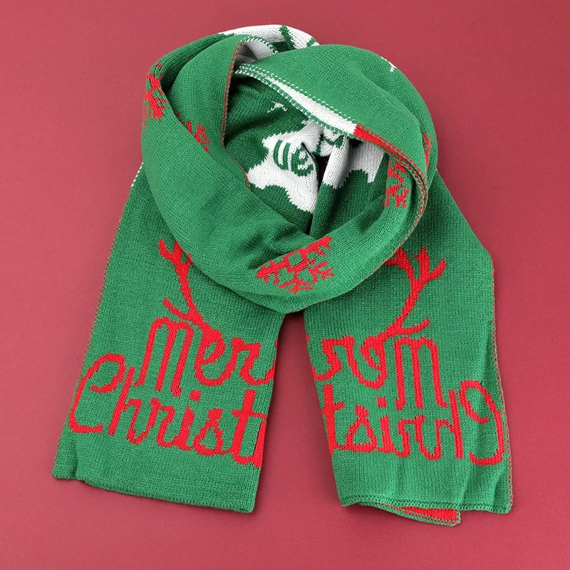 Красный шарф с рождественскими рогами новый осенне-зимний утолщенный теплый