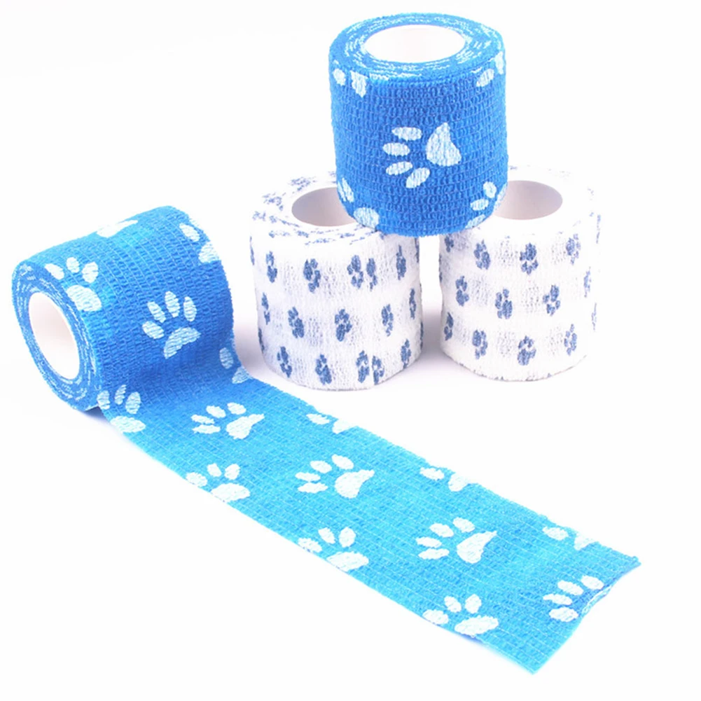 

4 Rolls Tape Dog Wrap Bandage Strap Pet Cohesive Nonwovens Wound Vet Self Adherent Cute Elastic