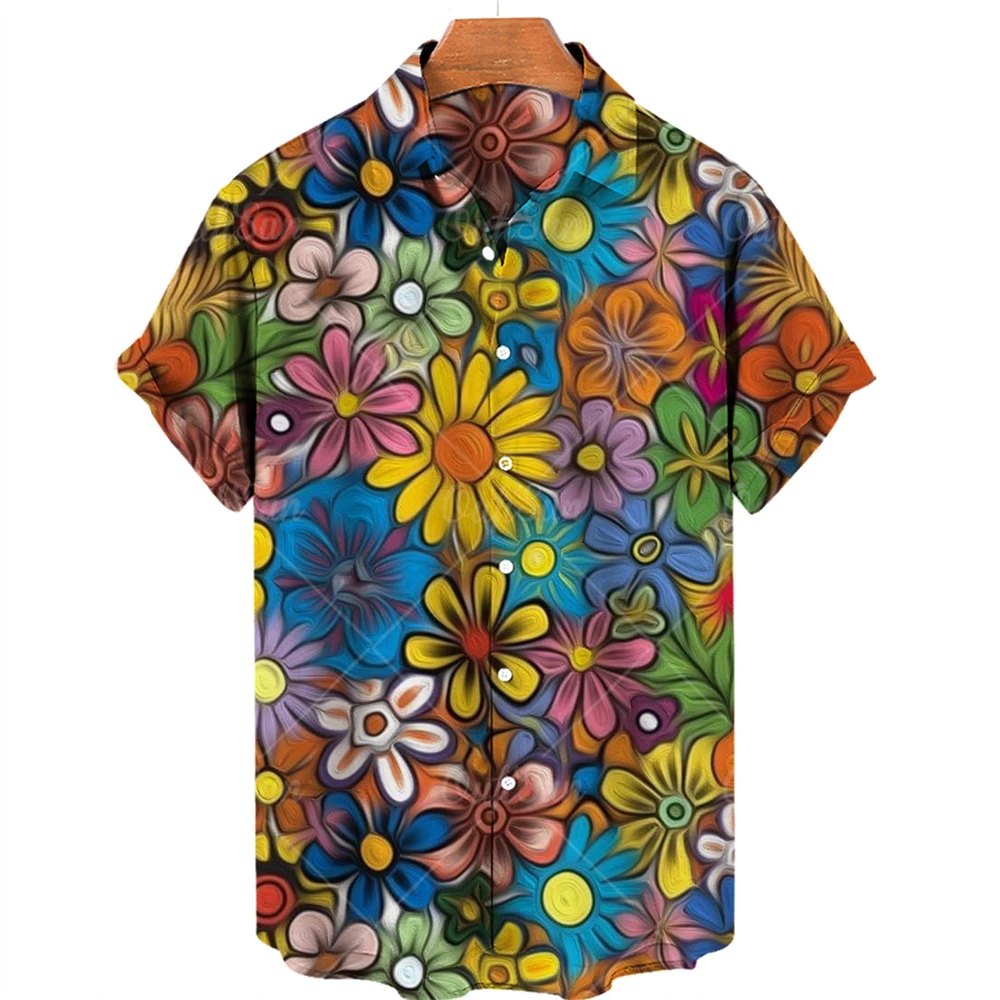 

Büyük boy gömlek Hawaiian plaj tatil bitki çiçek 3d bask erkek gömlei gevek o-boyun ceket yaz Vintage Casual adam üst giysi