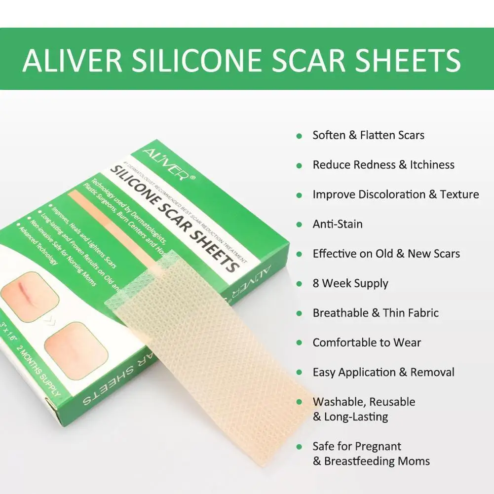 

HEALLOR Aliver Medical Silicone Gel Strips Patch Scar Away Tape Treatment Repair Skin Sheet for Acne Trauma Burn Scar Skin Repa
