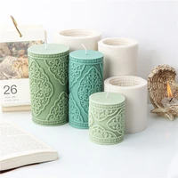 lace pattern cylinder candle silicone mold gypsum form carving art aromatherapy plaster home decoration mold wedding gift made