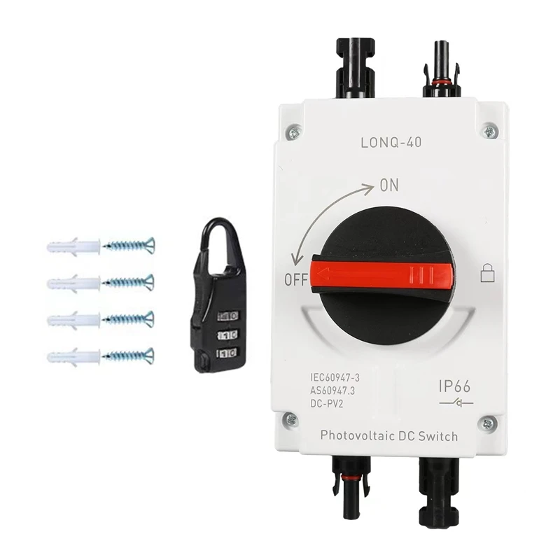 

1Set 32A 4P PV Disconnector Switch DC1200V Basic Kit GF40 Outdoor IP66 Waterproof Diverter Switch For Solar