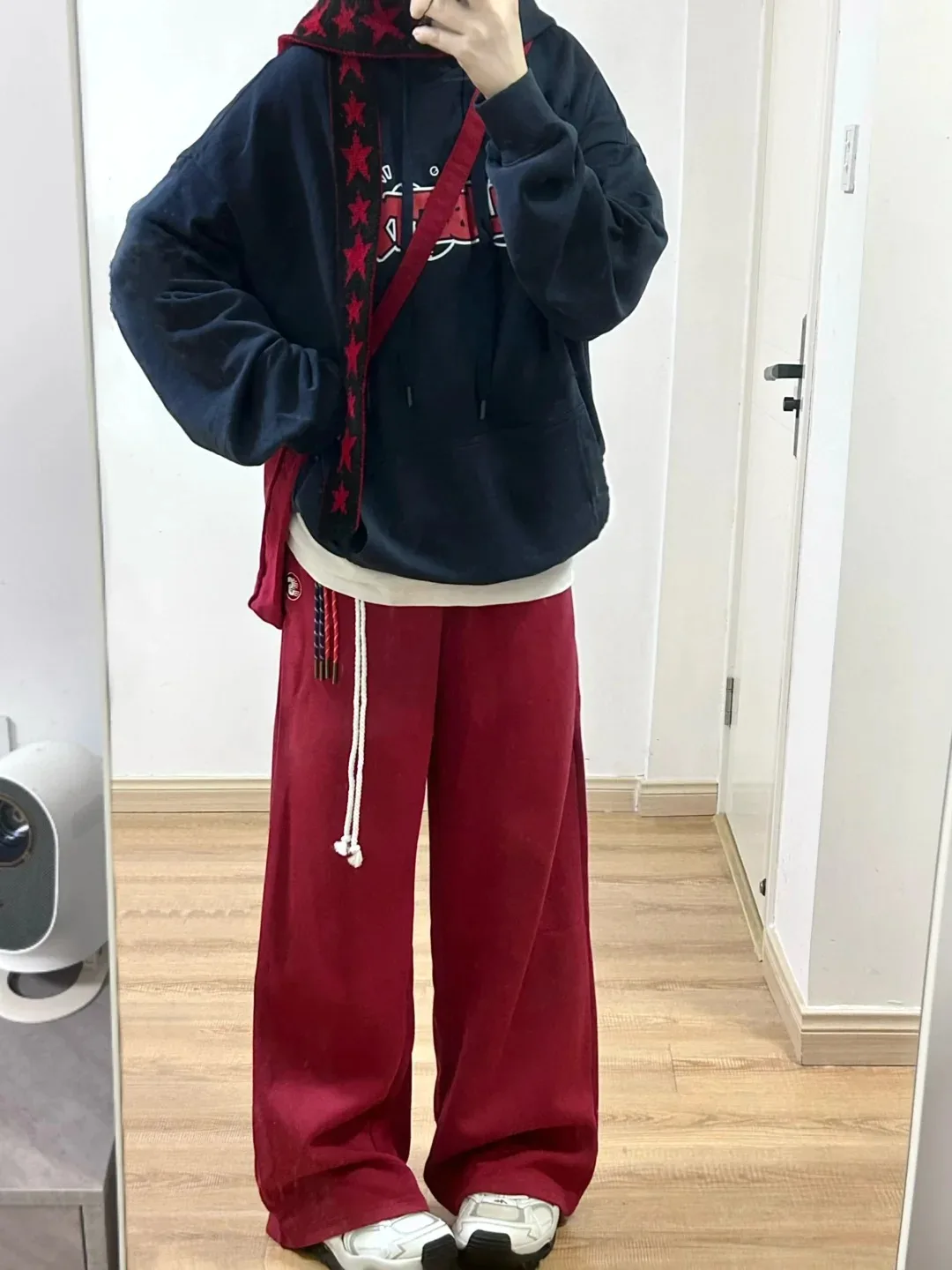 Свободный крой мужские красные ленивые широкие брюки для уличных танцев