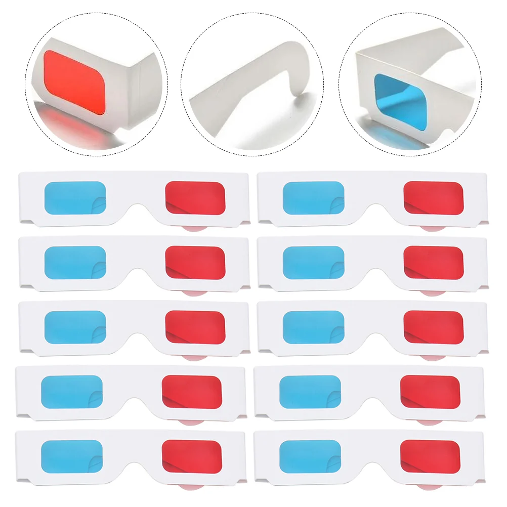 

10 pcs 3D Style Glasses 3D Movie Glasses 3D Viewing Glasses Red and Blue 3D Glasses