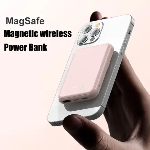 Магнитные беспроводные зарядные устройства для iPhone 13 12 11 Pro Max Magsafing 5000 мАч Быстрая зарядка для Samsung блок питания Apple