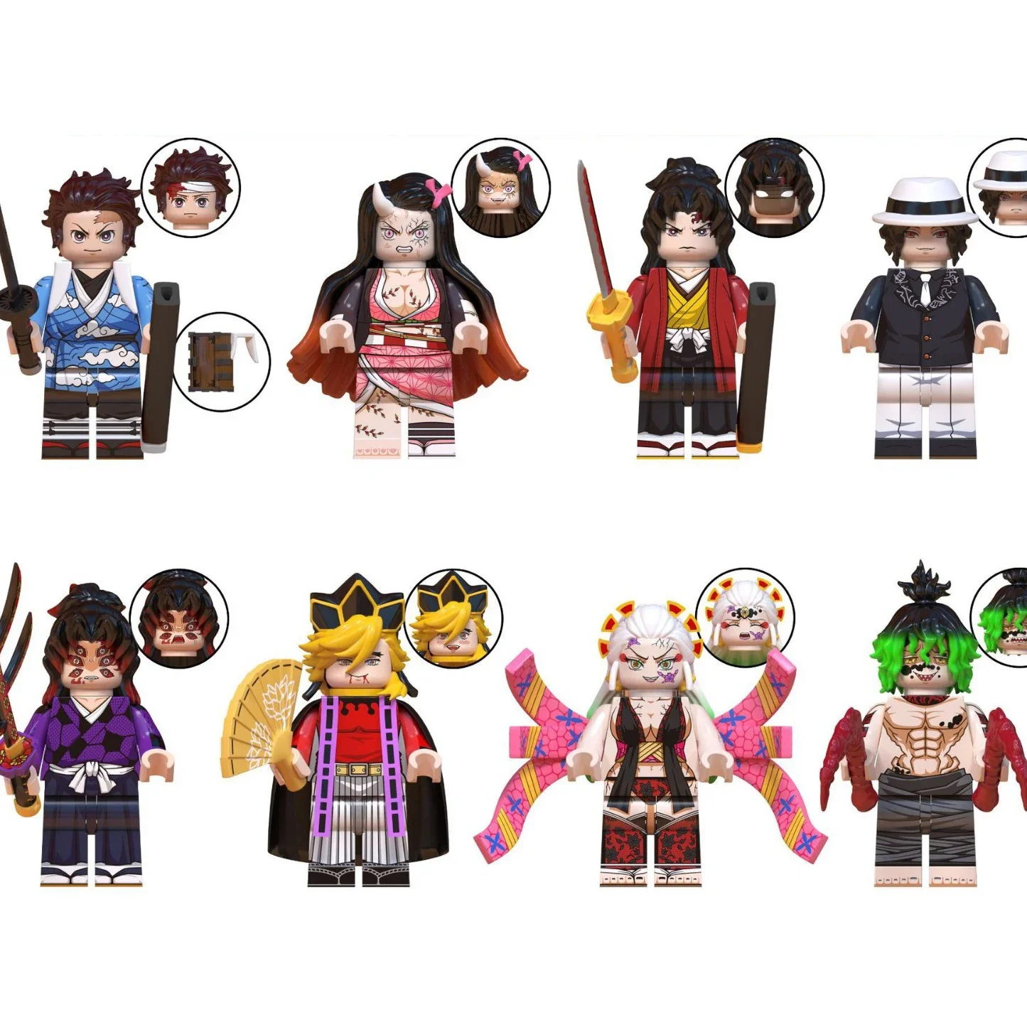 Blocks Demon Slayer Daki Giyuutarou Douma Kibutsuji Muzan Gyokko Enmu Hantengu аниме кирпичи игрушка фигурка сборка
