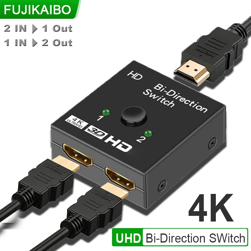 Разветвитель 4K 60 Гц HDMI-совместимый переключатель HD KVM 1x 2/2x1 переключатель коннектор 2 в 1 выход конвертер для PS4 PS5 Xbox PC TV BOX кабель
