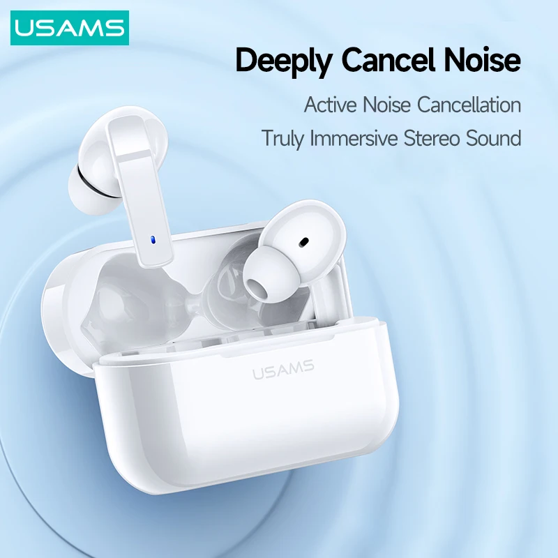 USAMS LY BT5.0 ANC TWS Earbuds AAC SBC HiFi Stereo Headset 27h Battery Life Touch Control Earphone For iPhone Android Device