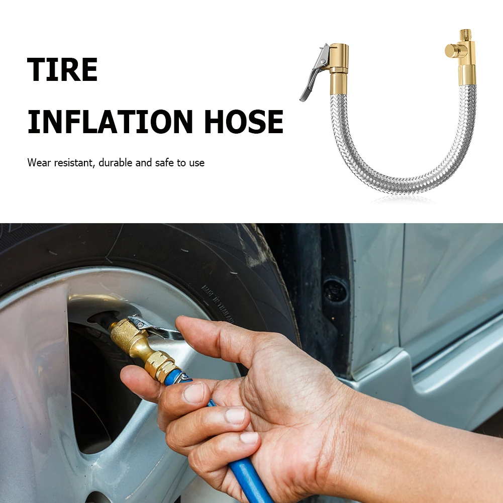 

Car Motorcycle Bike Tire Air Inflator Hose Air Chuck Tube Outdoor Riding Accessories Stainless Steel 300PSI Pressure Deflated