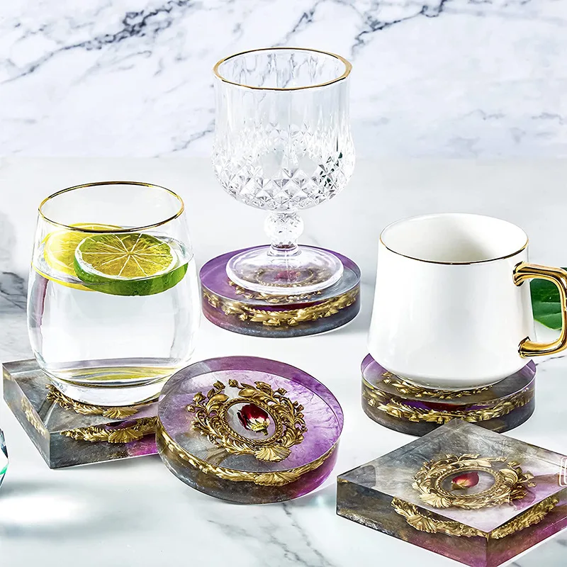 Подставки из смолы круглая искусственная кожа подставка для чашки рукоделие