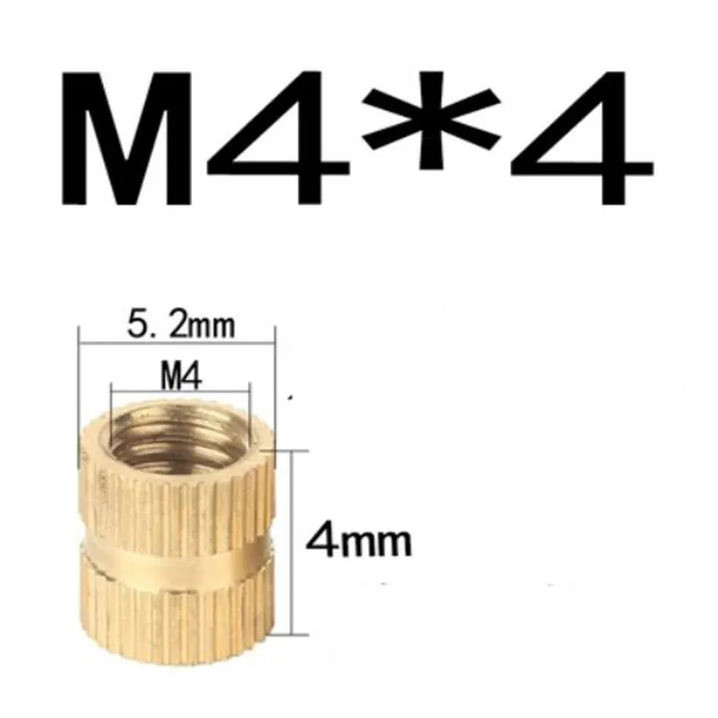 

1000 шт. M4 * 4 M4X4 инжекционное литье, рифленые резьбовые вставки, гайки