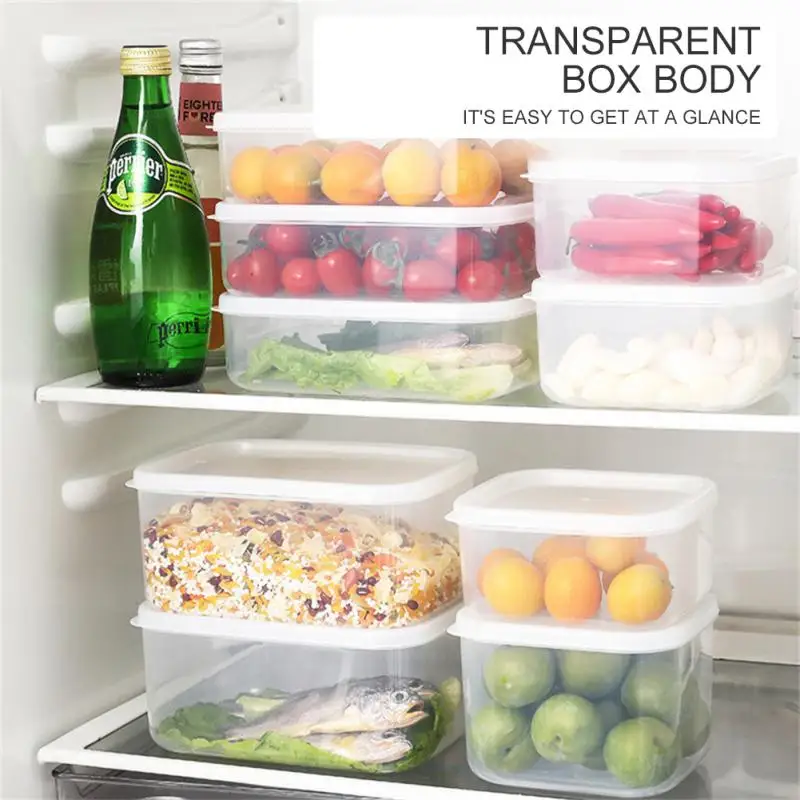 

Sealed Plastic Food Storage Box Multifunctional Refrigerator Lunch Box Microwave Heating Fresh-keeping Box Kitchen Accessories