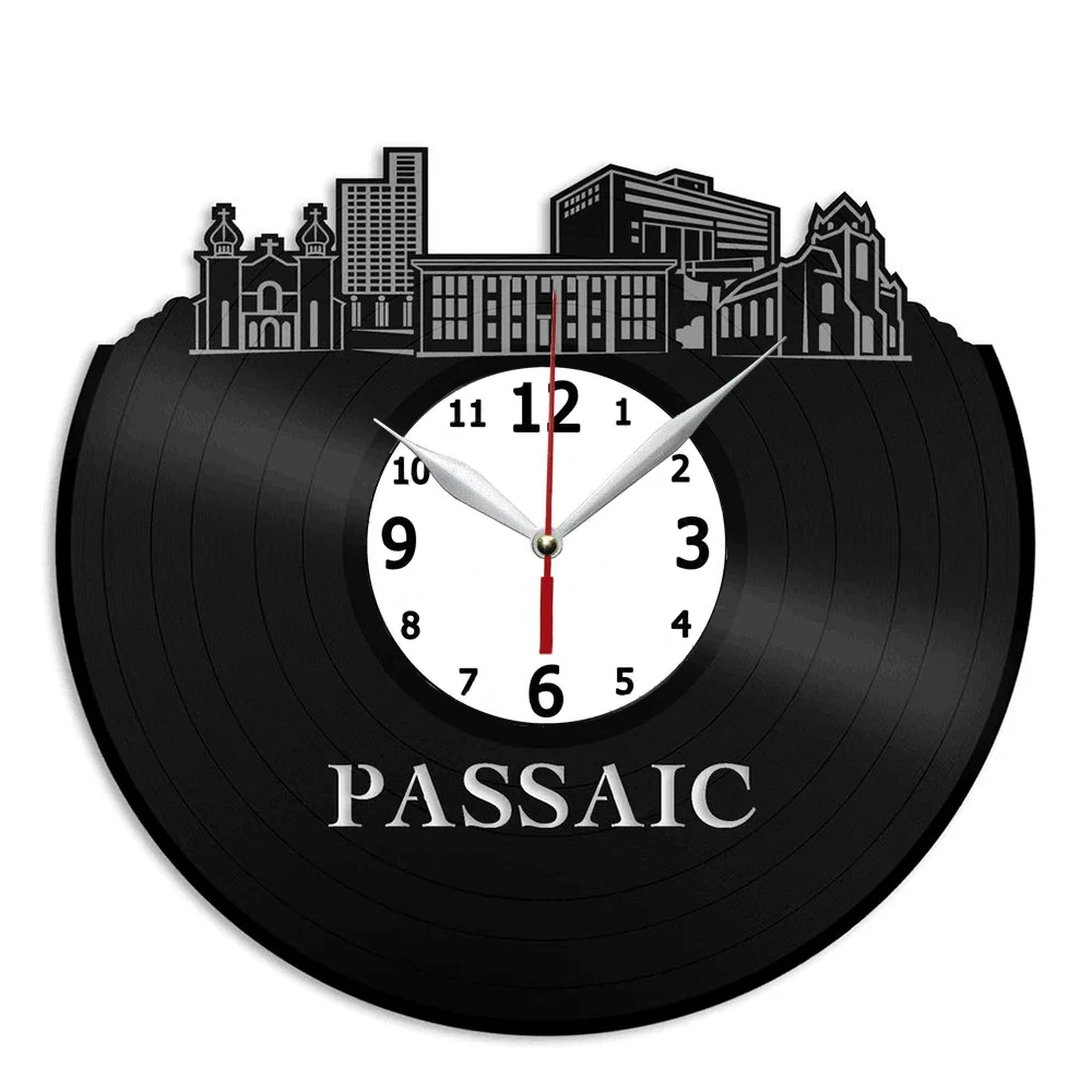 Passaic New Jersey Vinyl Wall Art Clock 12 Inch - Home Room 